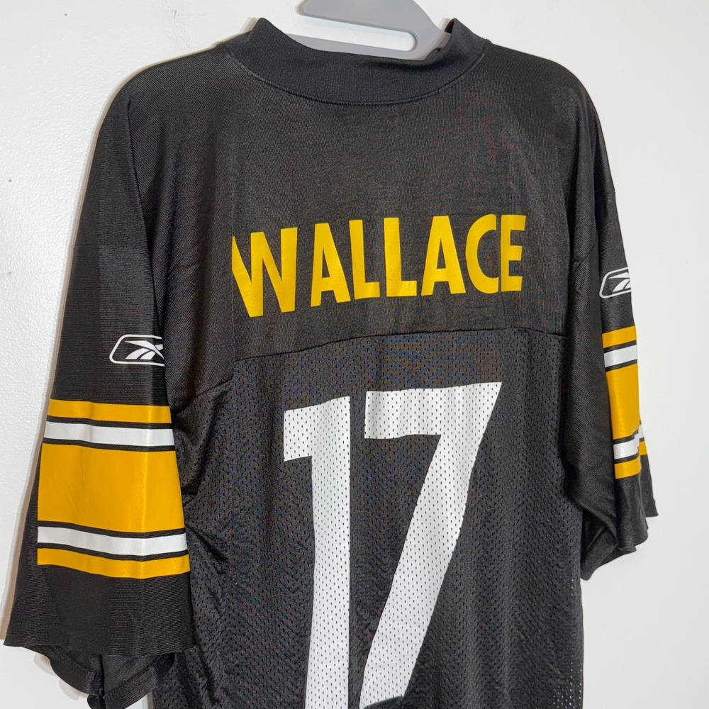Pittsburgh Steelers Wallace 17 Reebok NFL Football Jersey Mens Medium Black Gold